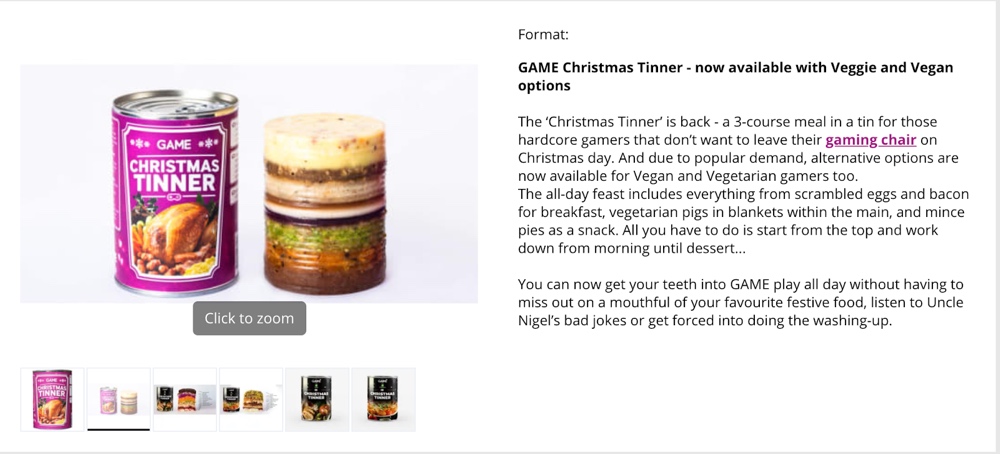 GAME Christmas Tinner Campaign