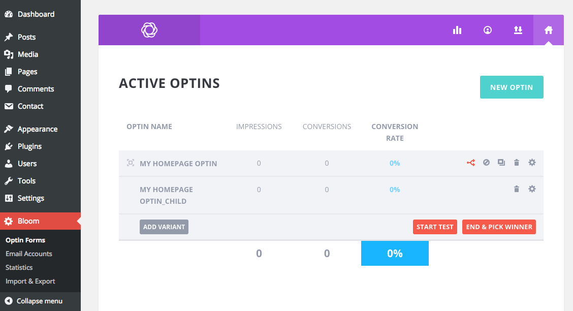 Bloom A/B Split Testing