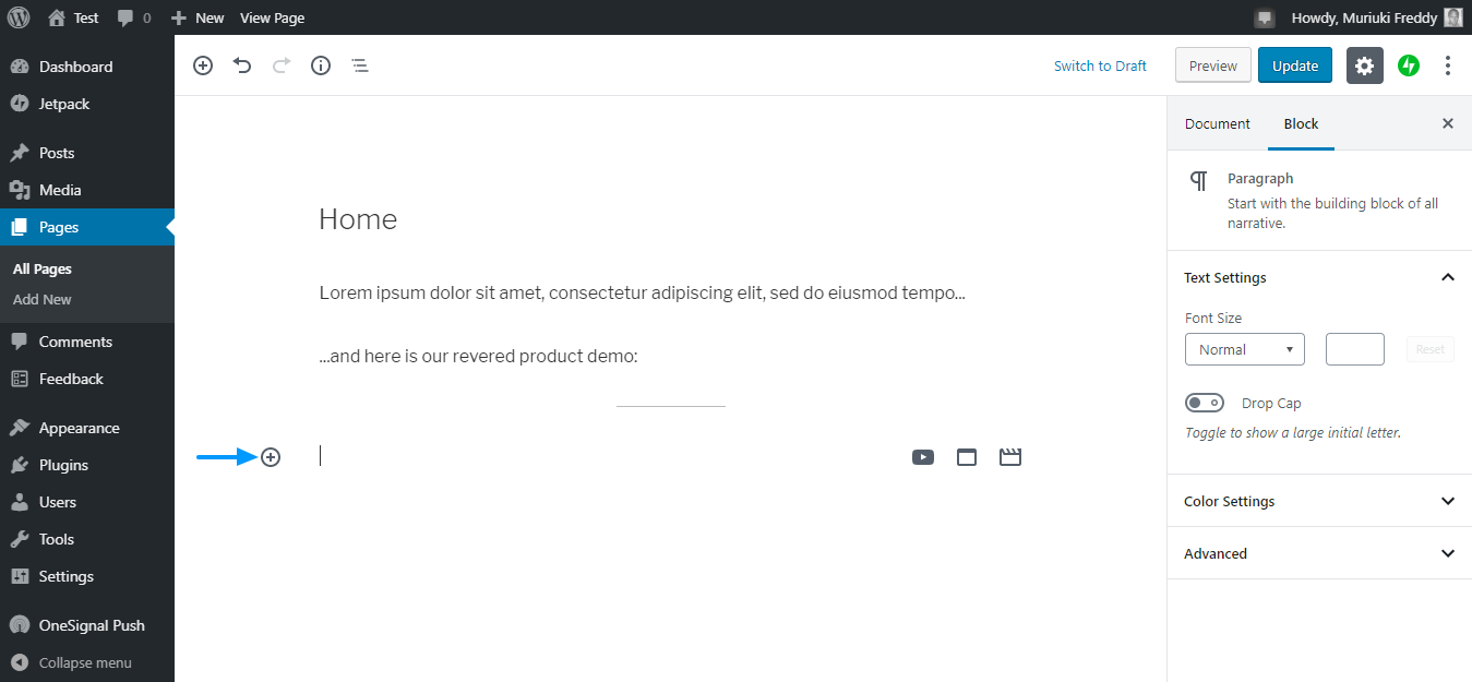 add video to wordpress via gutenberg block