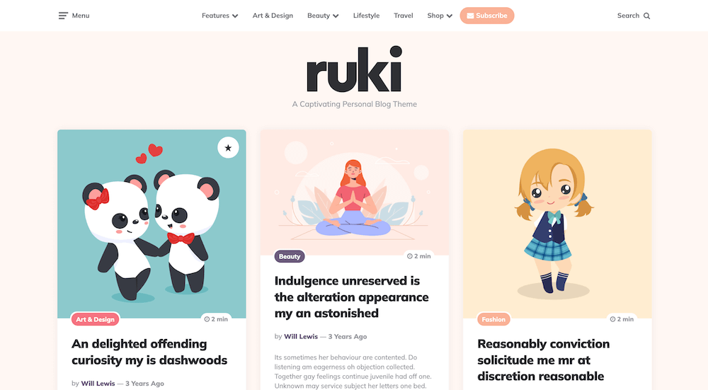 Ruki Masonry Theme